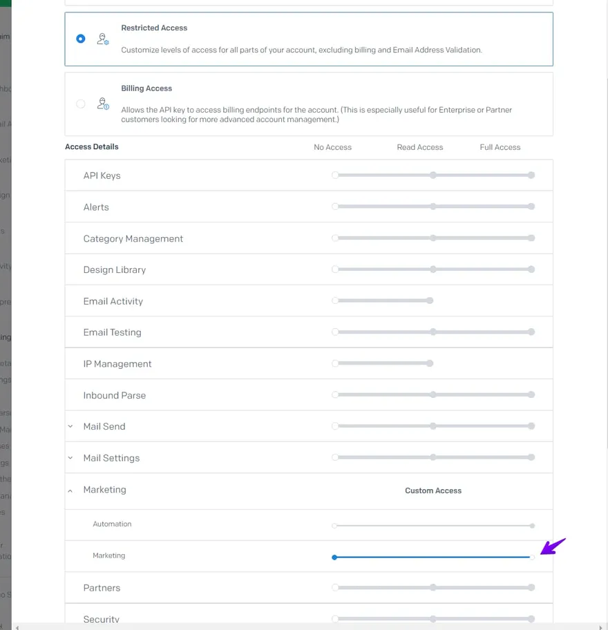 choose access rights