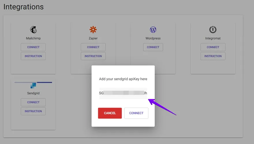 connect Mailchimp to Sendgrid