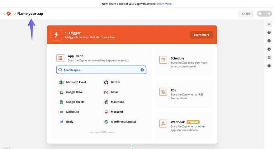 add a name to your zap