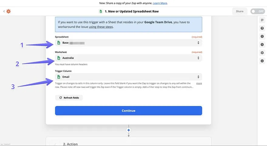 choose a spreadsheet you require for the validation
