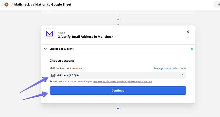 connect a new mailcheck account