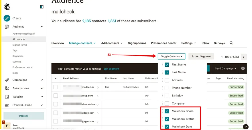 Open your Mailchimp account
