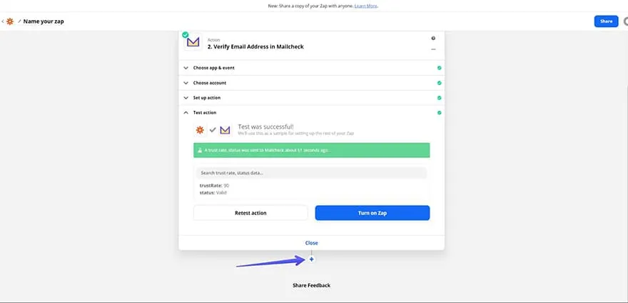 receive back the validation results