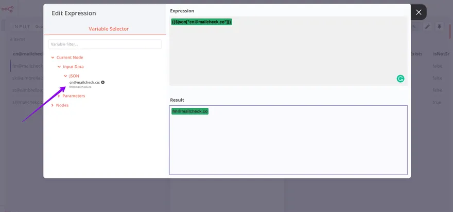 N8N integration step 5: Choose next node