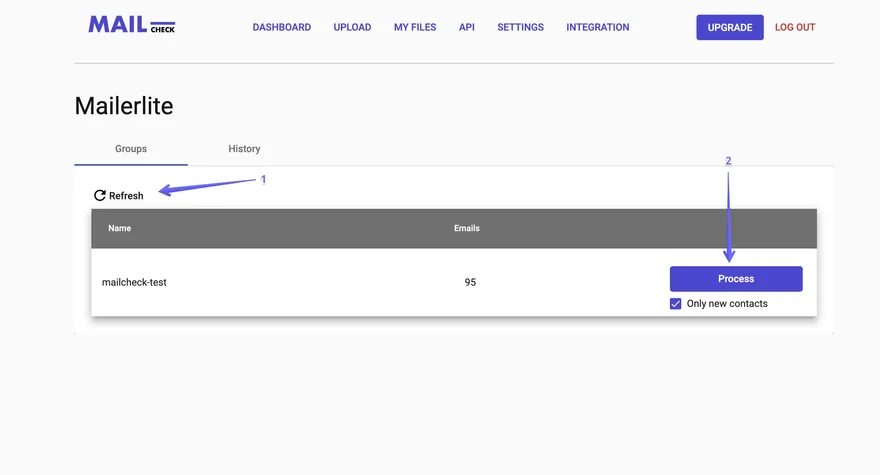 Mailerlite integration step 6: Refresh the page