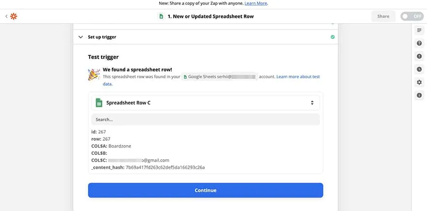 check summary of the trigger setup